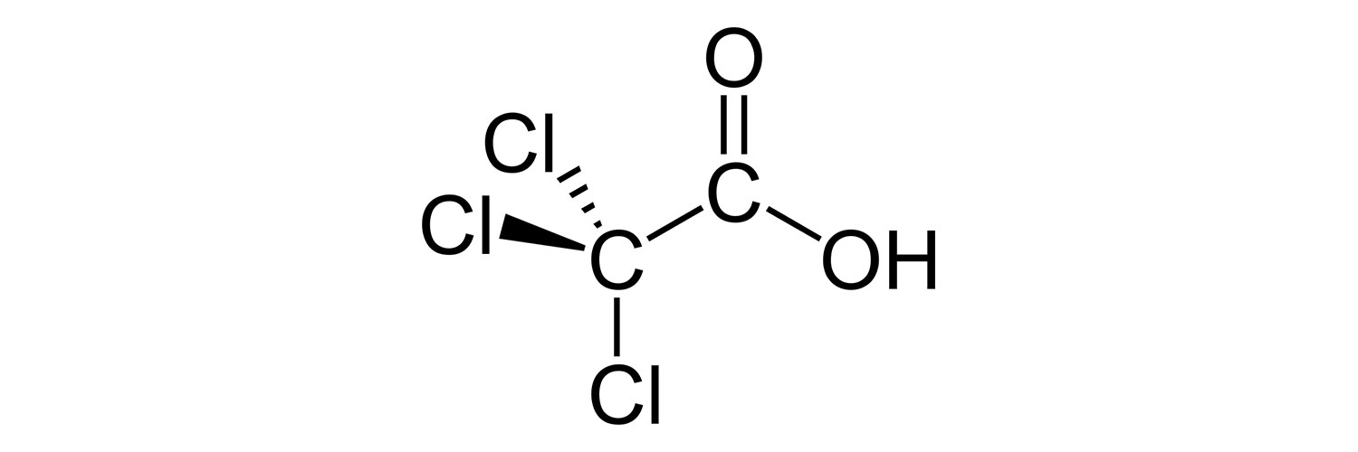 ساختار شیمیایی اسید تری کلرواستیک (Trichloroacetic acid)	