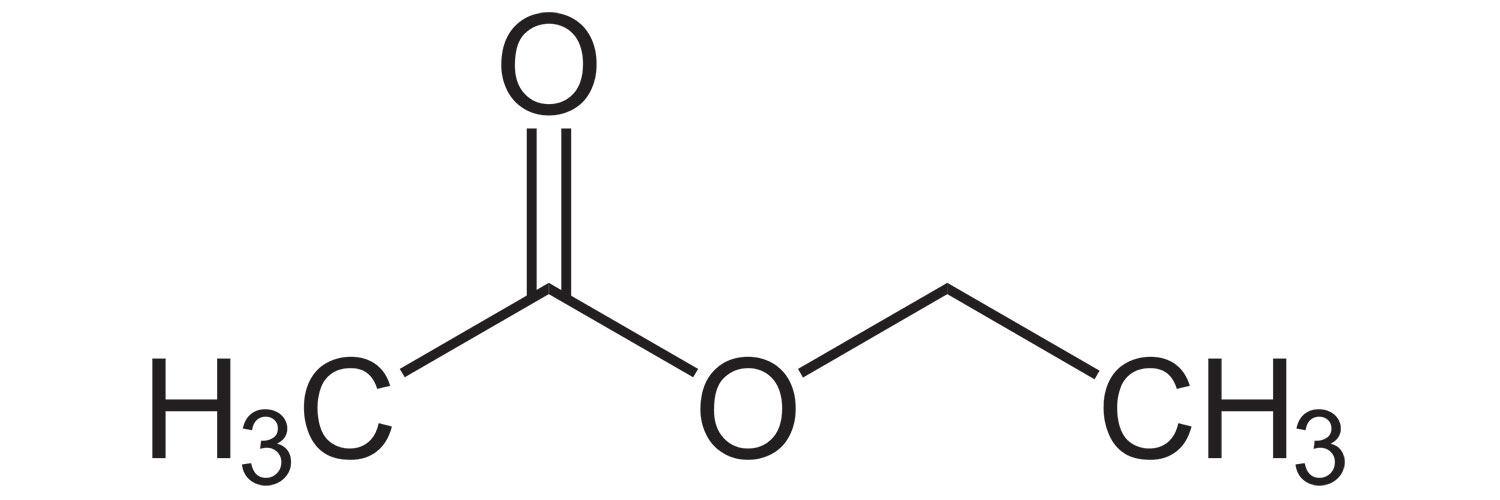 ساختار شیمیایی اتیل استات (Ethyl acetate)