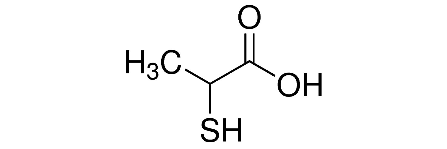 ساختار شیمیایی 2 مرکاپتانو پروپیونیک اسید (2-Mercaptopropionic acid)