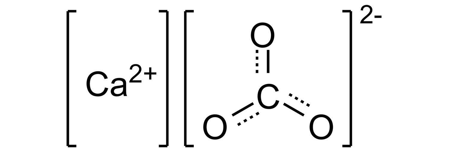 ساختار شیمیایی کلسیم کربنات (Calcium carbonate)